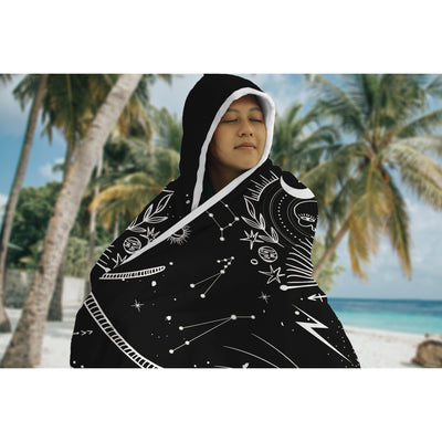 Dark Slate Gray Celestial Symbols 2 | Hooded Blanket