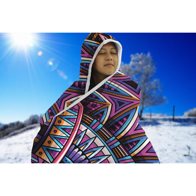 Light Gray Festival Clothes Tribal Lines 4 | Hooded Blanket
