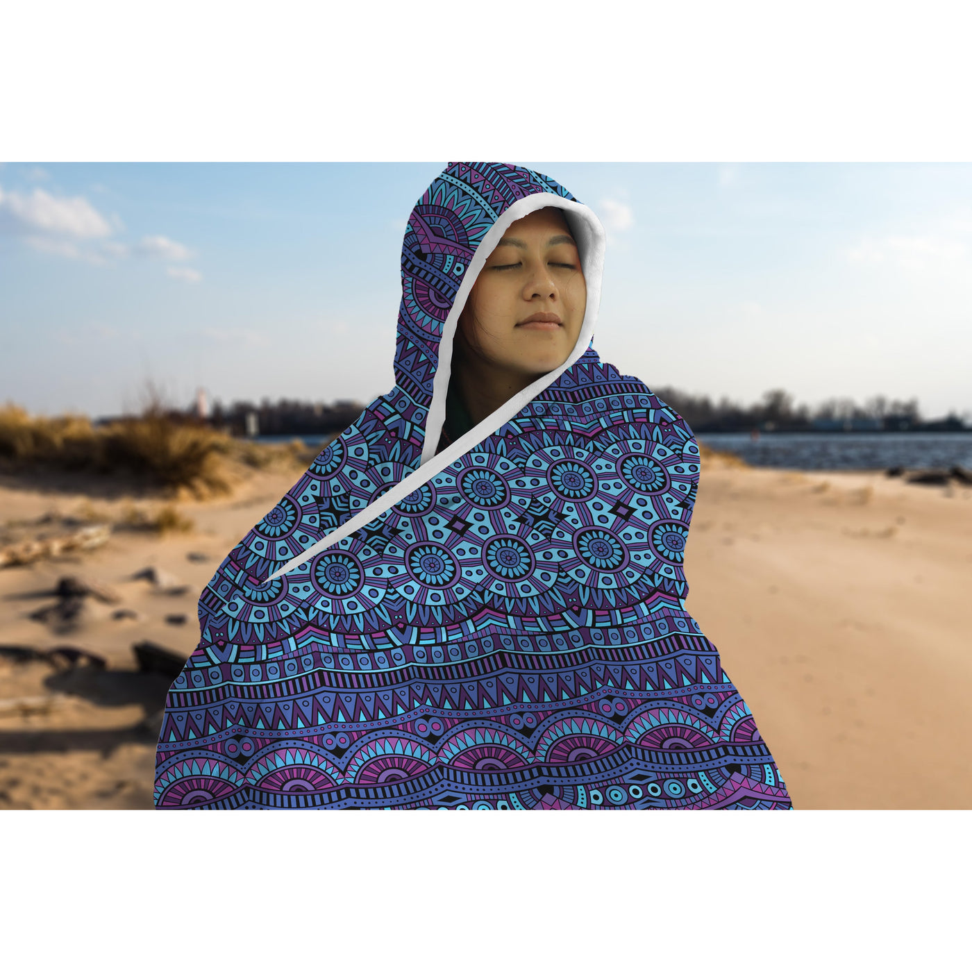 Dark Slate Gray Festival Clothes Tribal Lines 21 | Hooded Blanket