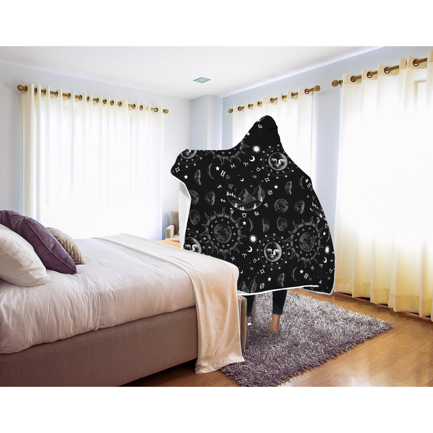 Light Gray Celestial Dress Rave Clothing | Hooded Blanket