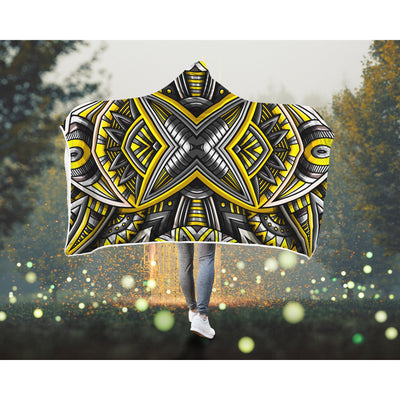 Dark Slate Gray Festival Clothes Tribal Lines 9 | Hooded Blanket