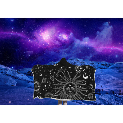 Midnight Blue Celestial Symbols 4 | Hooded Blanket