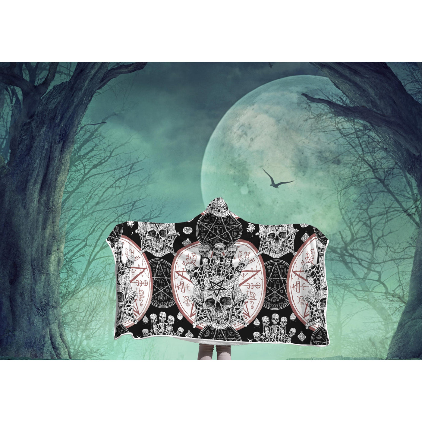 Dim Gray Gothic Esoteric & Evil Skulls | Hooded Blanket