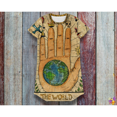 Rosy Brown The World Tarot Card | T-Shirt Dress