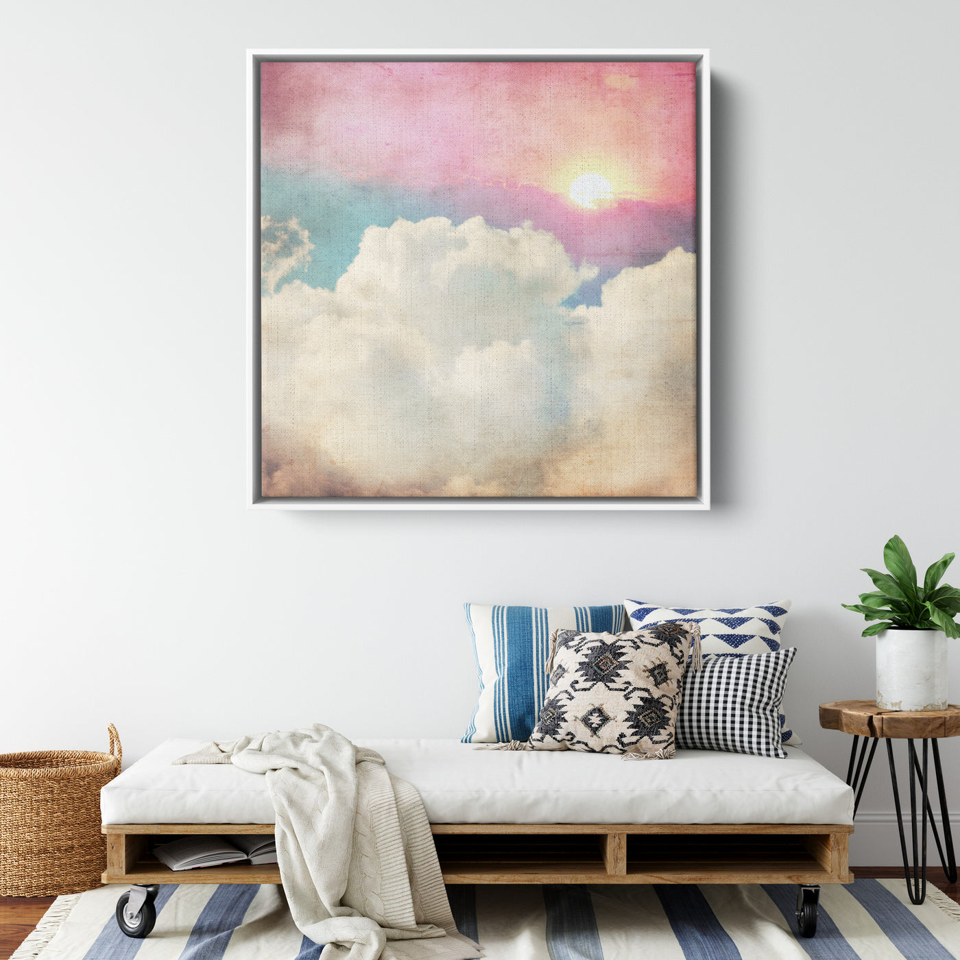 Faded Pastel Clouds | Framed Canvas Print