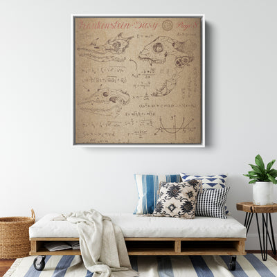 Frankenstein's Diary Page 8 | Framed Canvas Print