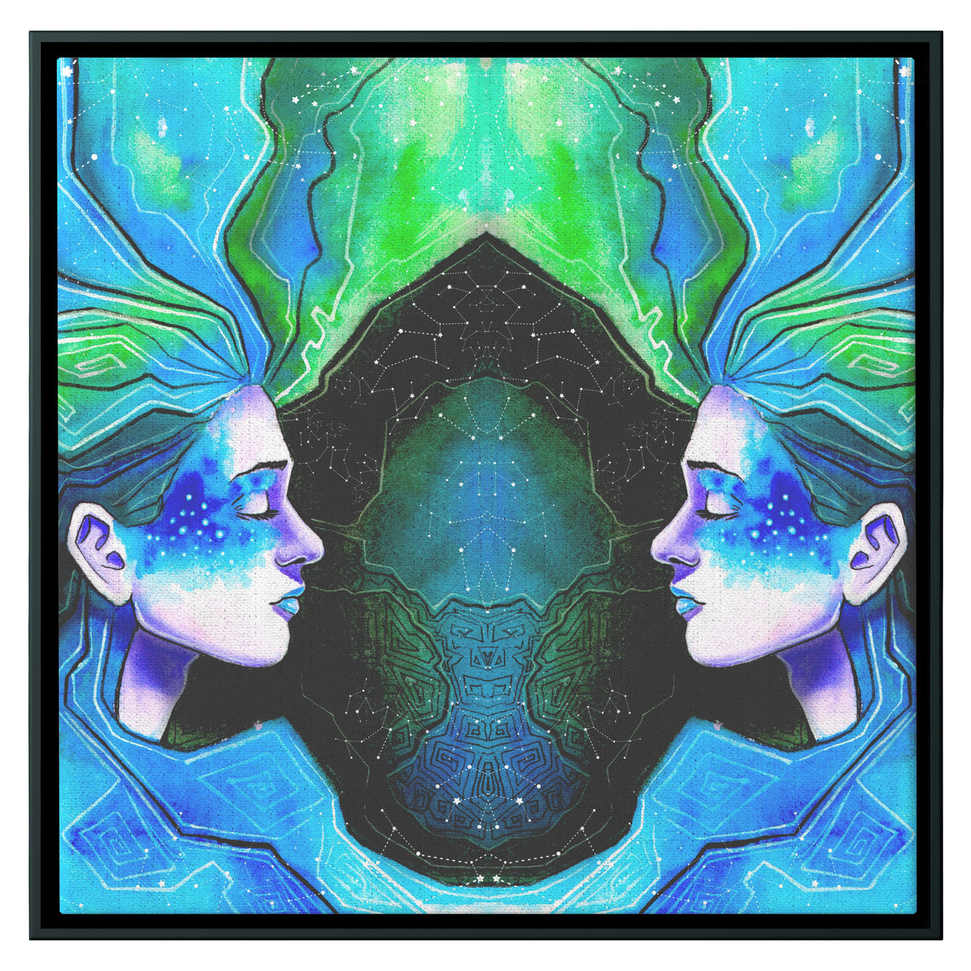 Gemini Blue Astrology | Framed Canvas Print