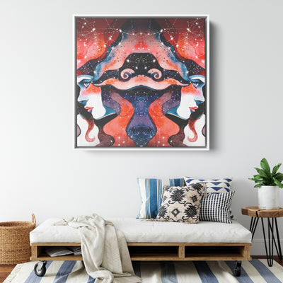 Gemini Red Astrology | Framed Canvas Print