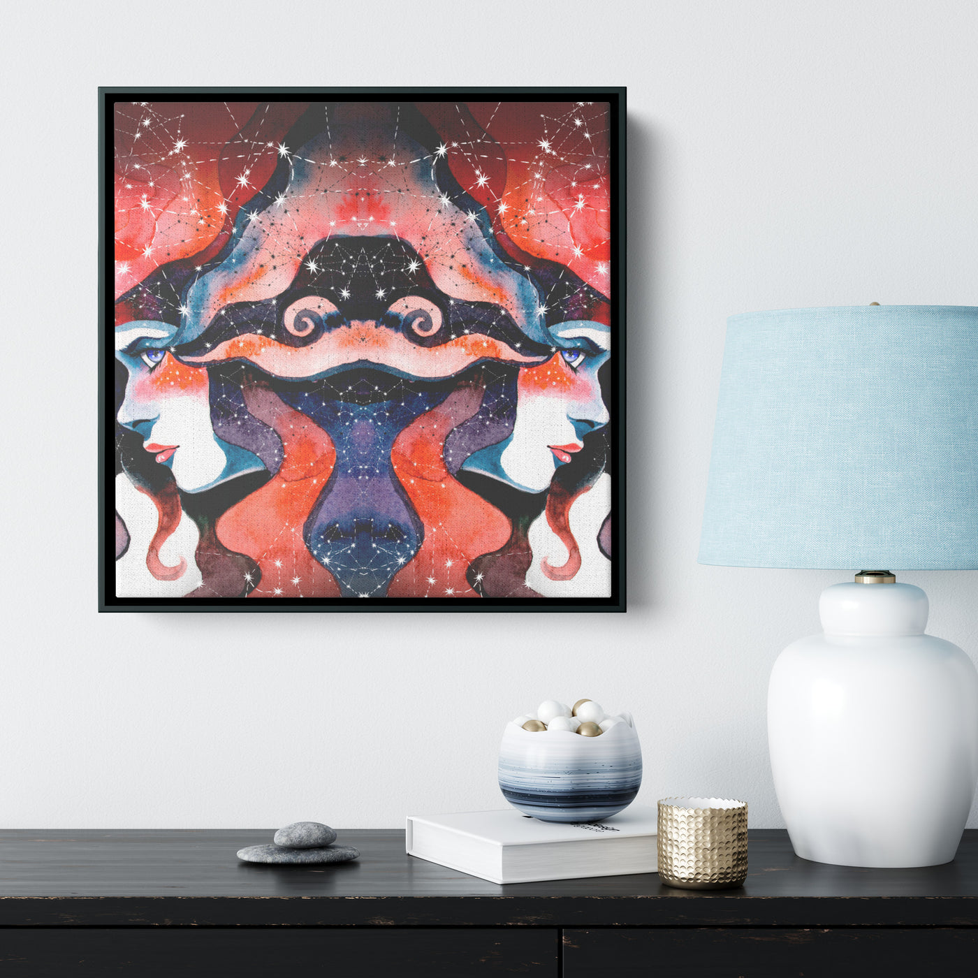 Gemini Red Astrology | Framed Canvas Print