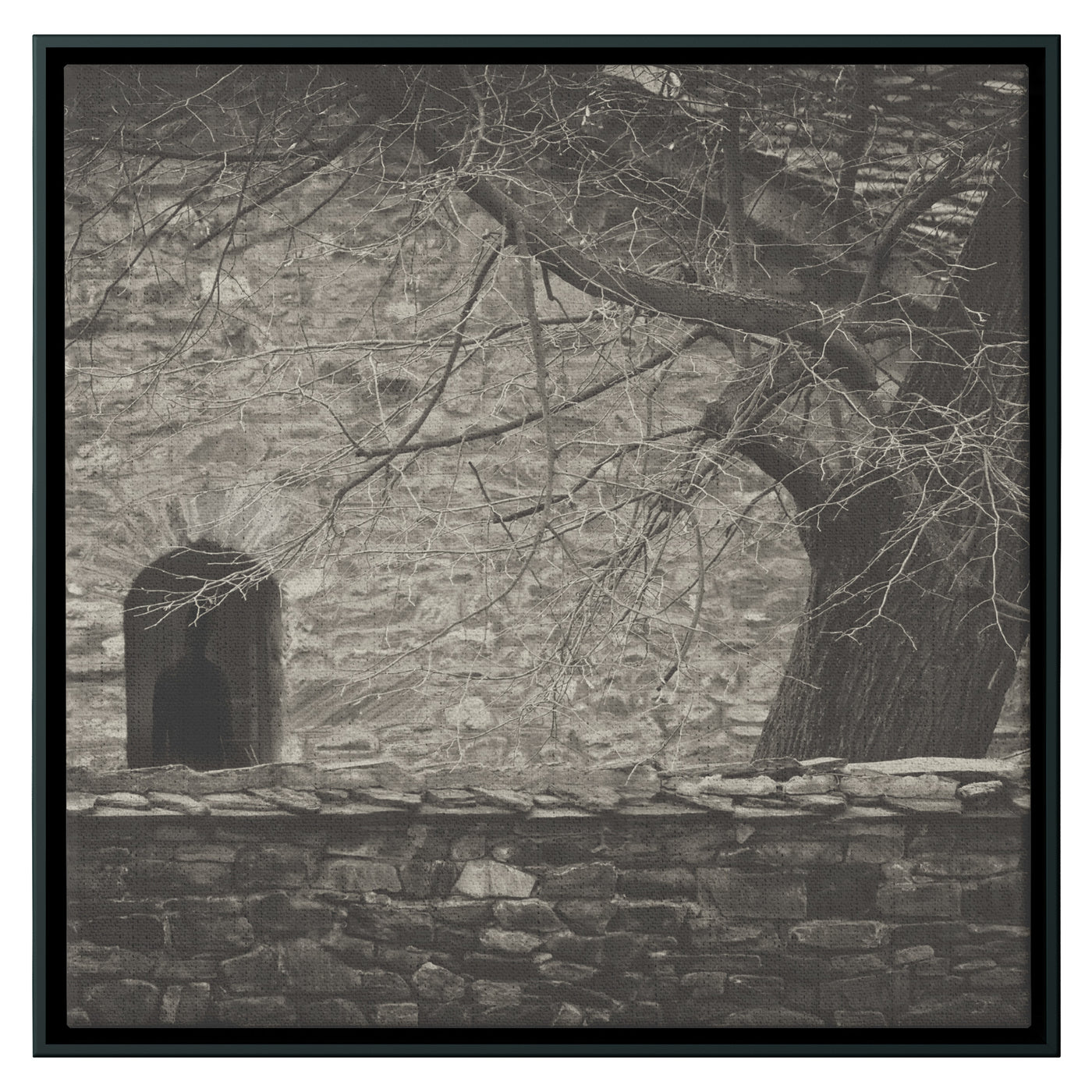 Gray Gothic Setting | Framed Canvas Print