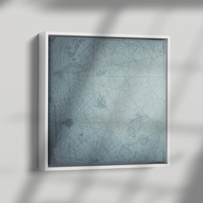 Grunge Map Of The Ocean | Framed Canvas Print