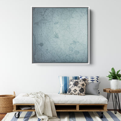 Grunge Map Of The Ocean | Framed Canvas Print
