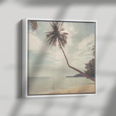 Grunge Palm Tree Swing | Framed Canvas Print