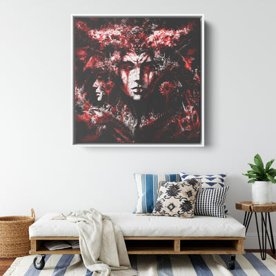 Hecate Greek Goddess Red | Framed Canvas Print
