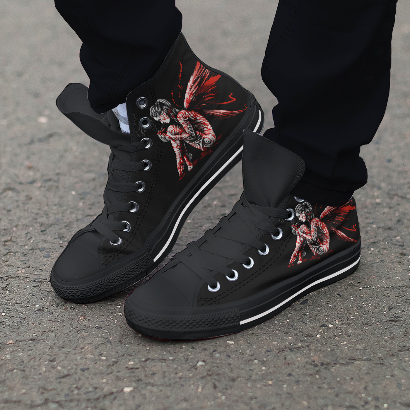 Dark Slate Gray Fairy Getting High Fairycore | Men’s Classic High Top Canvas Shoes