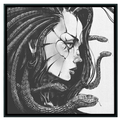 Medusa Black & White | Framed Canvas Print