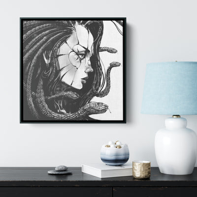 Medusa Black & White | Framed Canvas Print