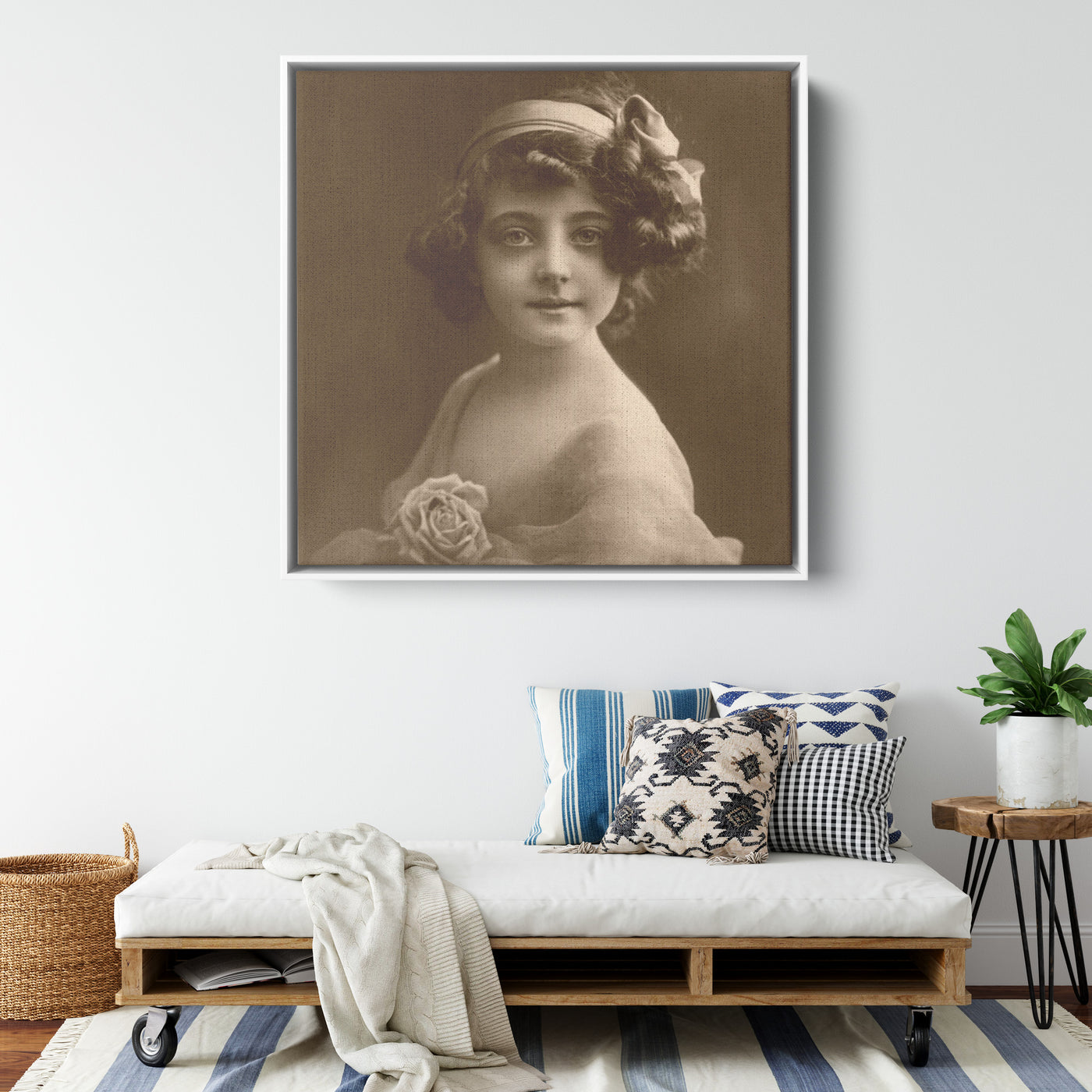 Old Fashioned Smiling Child | Framed Canvas Print