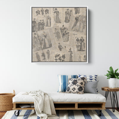 Old Fashions Almanack Collage | Framed Canvas Print