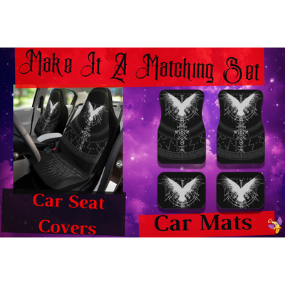 Maroon Grunge Bird Viking Runes Design | Car Mats (Set of 4)