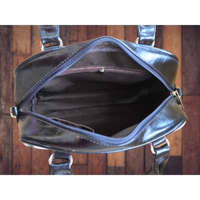 Dark Slate Gray Tie Dye HIppie Crumpled Paper 2 | Leather Shoulder Bag
