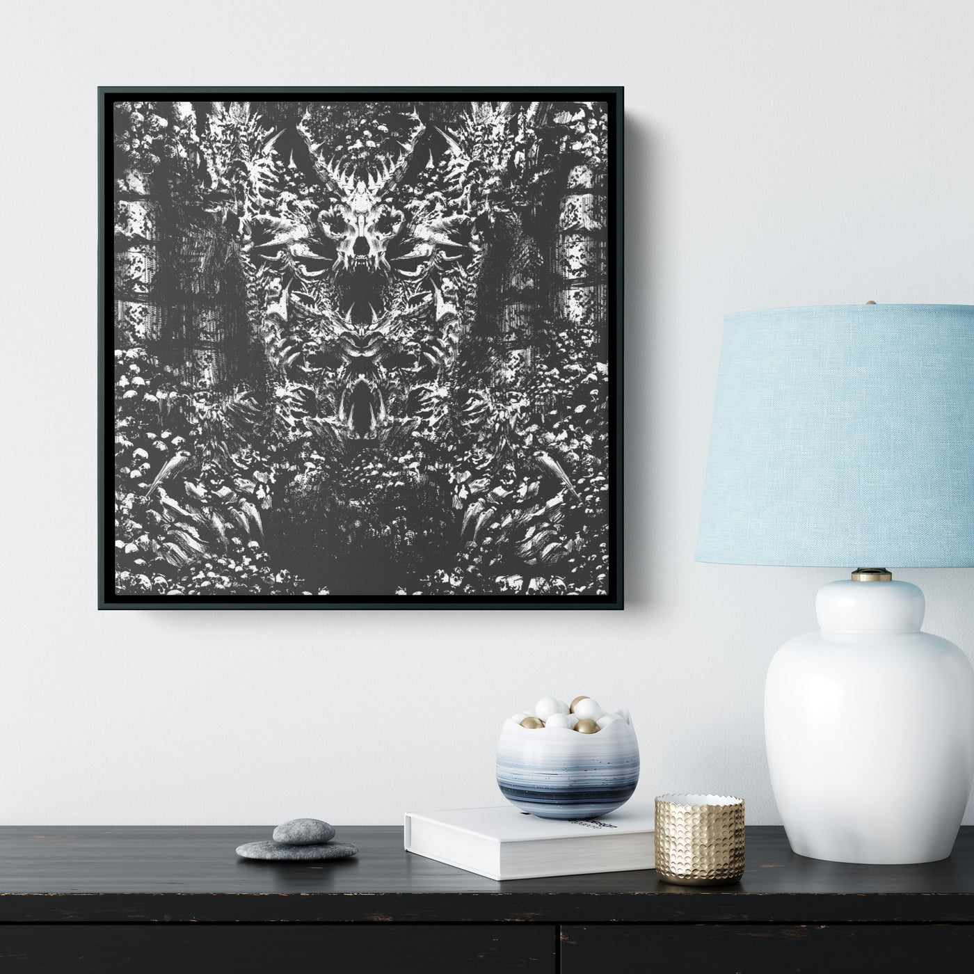 Throne Made Of Bones | Framed Canvas Print