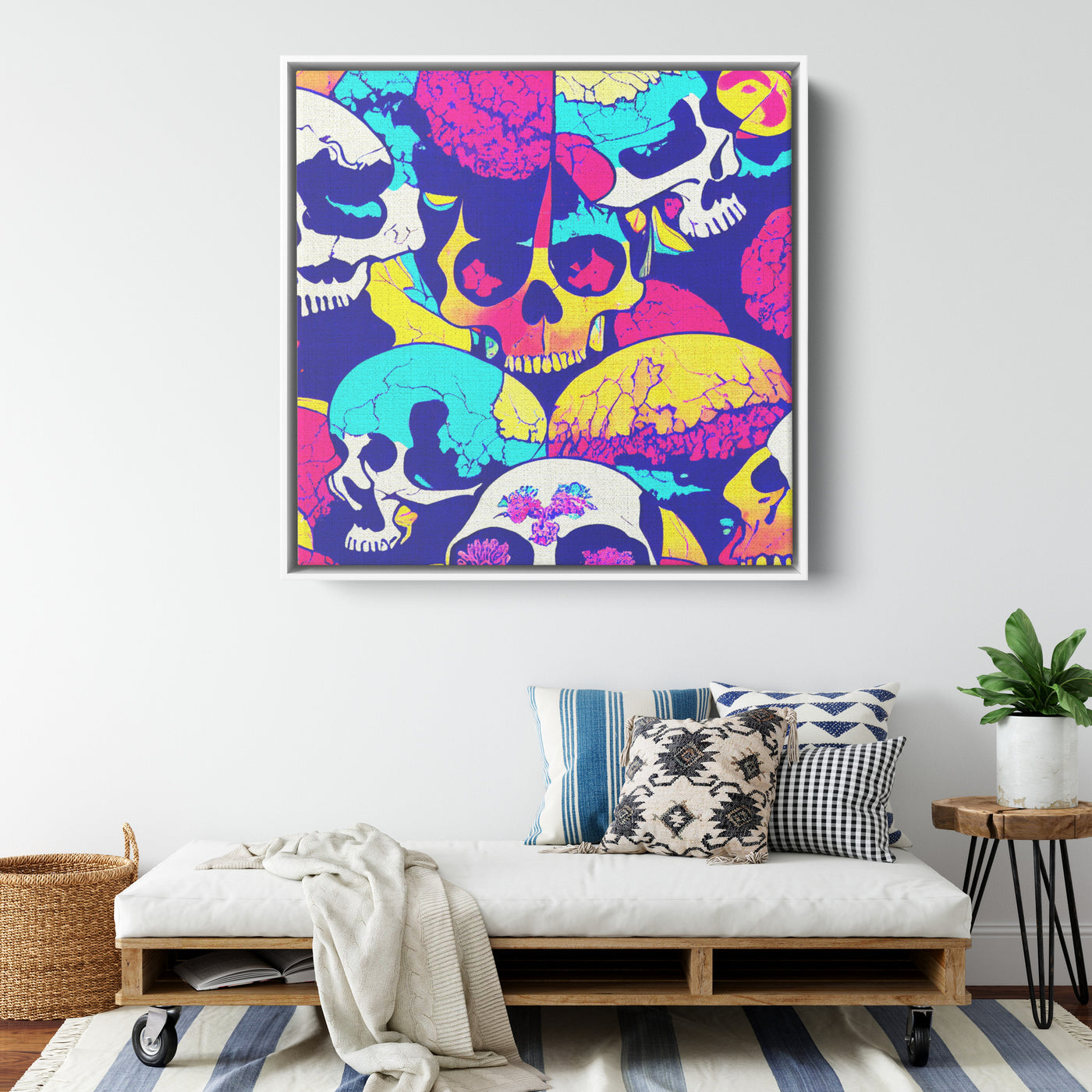 Tie Dye Skulls Pop Art | Framed Canvas Print