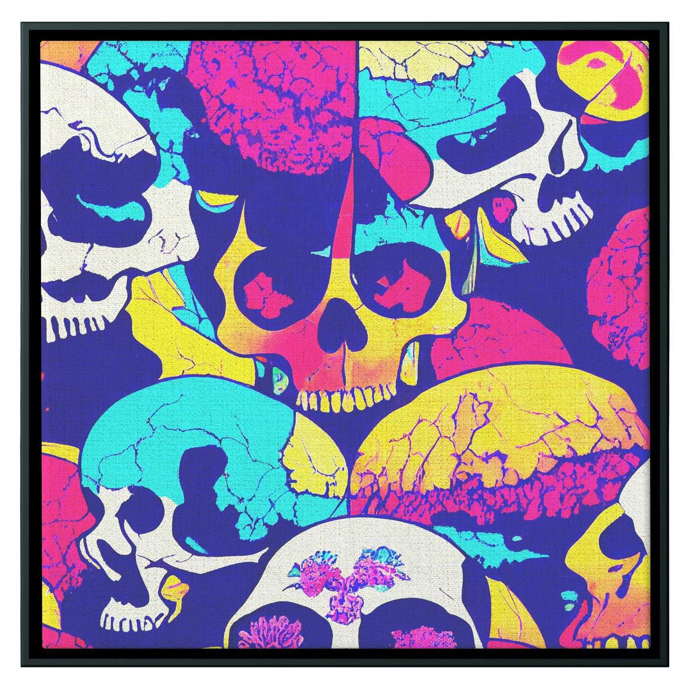 Tie Dye Skulls Pop Art | Framed Canvas Print