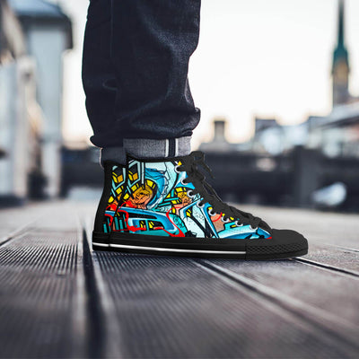 Dark Slate Gray Urban Graffiti | Men’s Classic High Top Canvas Shoes