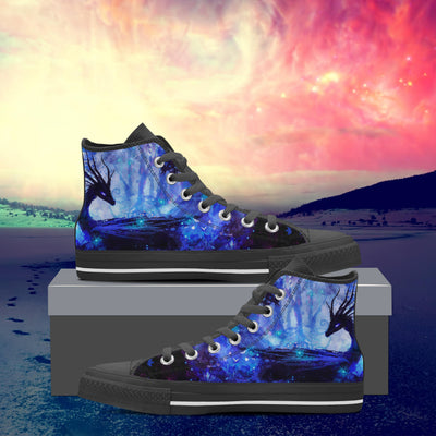 Light Pink Fantasy Dragon In A Blue Forest Anime Art | Men’s Classic High Top Canvas Shoes