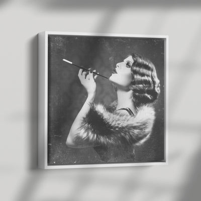 Vintage Woman Smoking | Framed Canvas Print