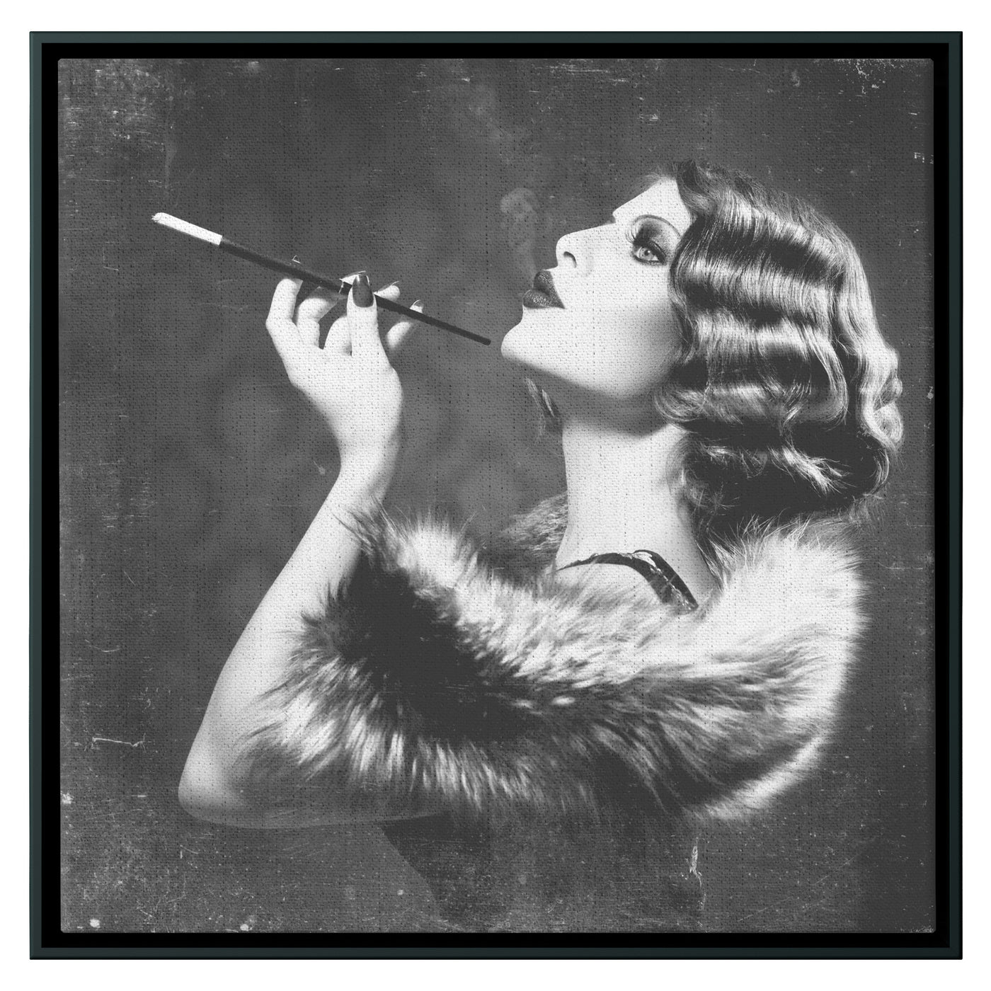 Vintage Woman Smoking | Framed Canvas Print
