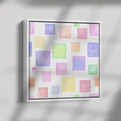 Watercolor Squares | Framed Canvas Print