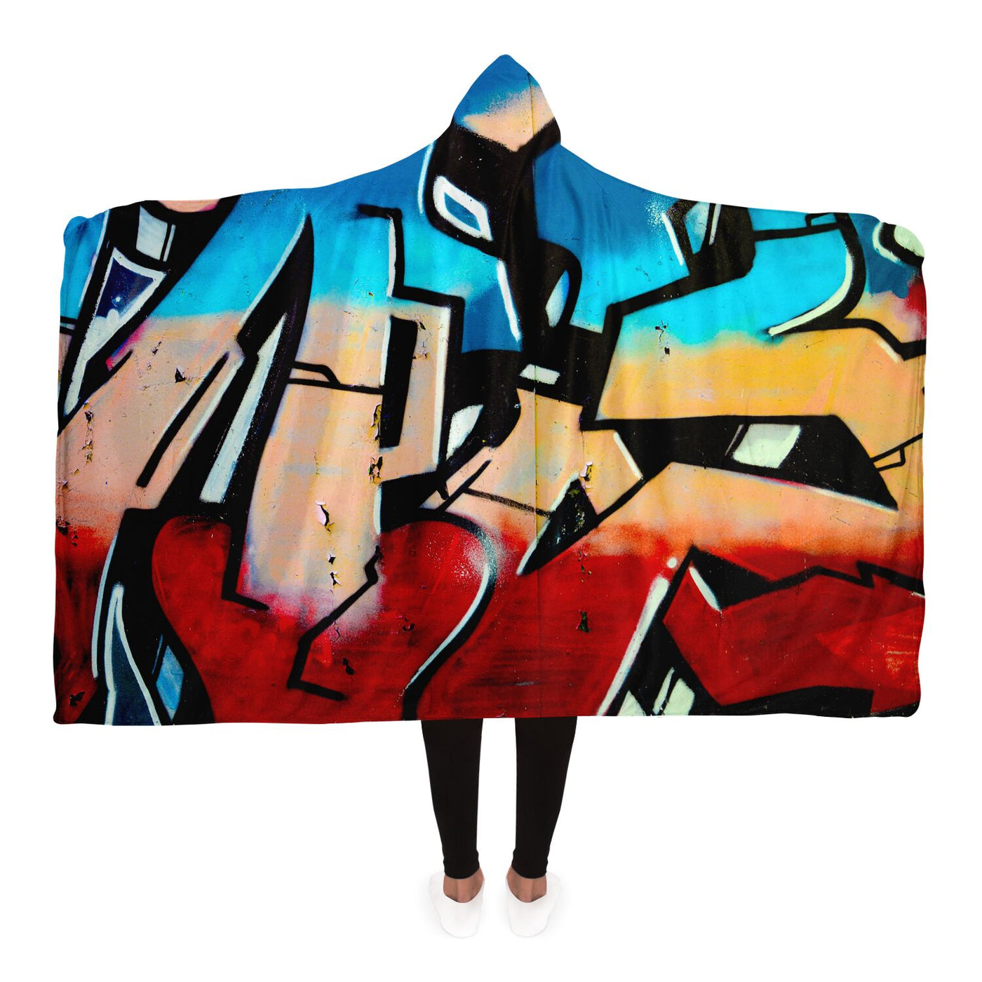 Tan graffiti 6 Hooded Blanket-Frontside-Design_Template copy
