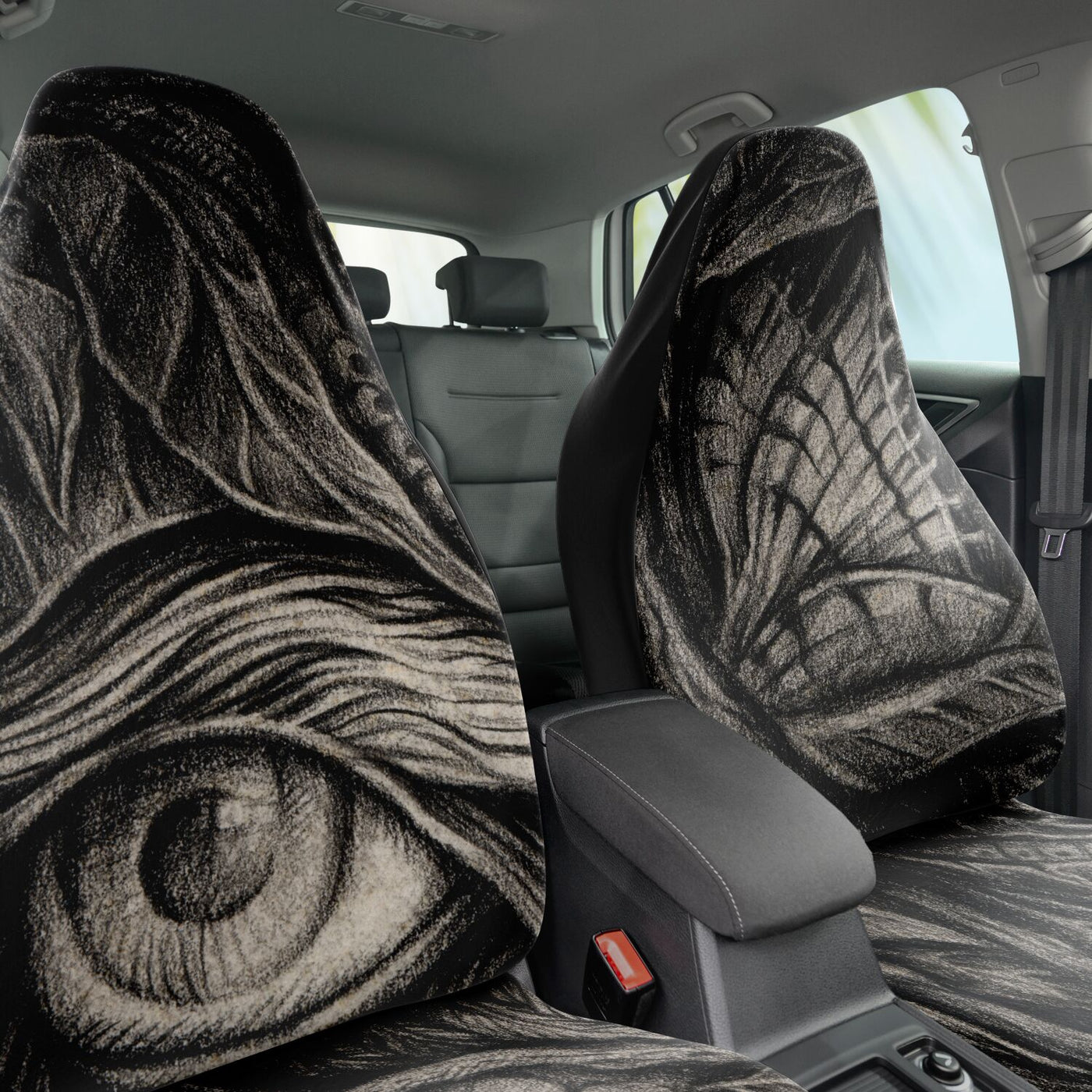 Dark Slate Gray Horror Art Pencil Illustration 2 | Car Seat Covers
