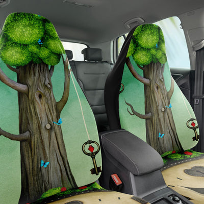 Dark Slate Gray Alice Tree Clock Fantasy | Car Seat Covers