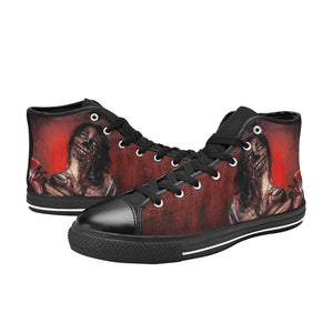 Dark Slate Gray Horrorcore Menacing Zombie With An Ax Black | Men’s Classic High Top Canvas Shoes