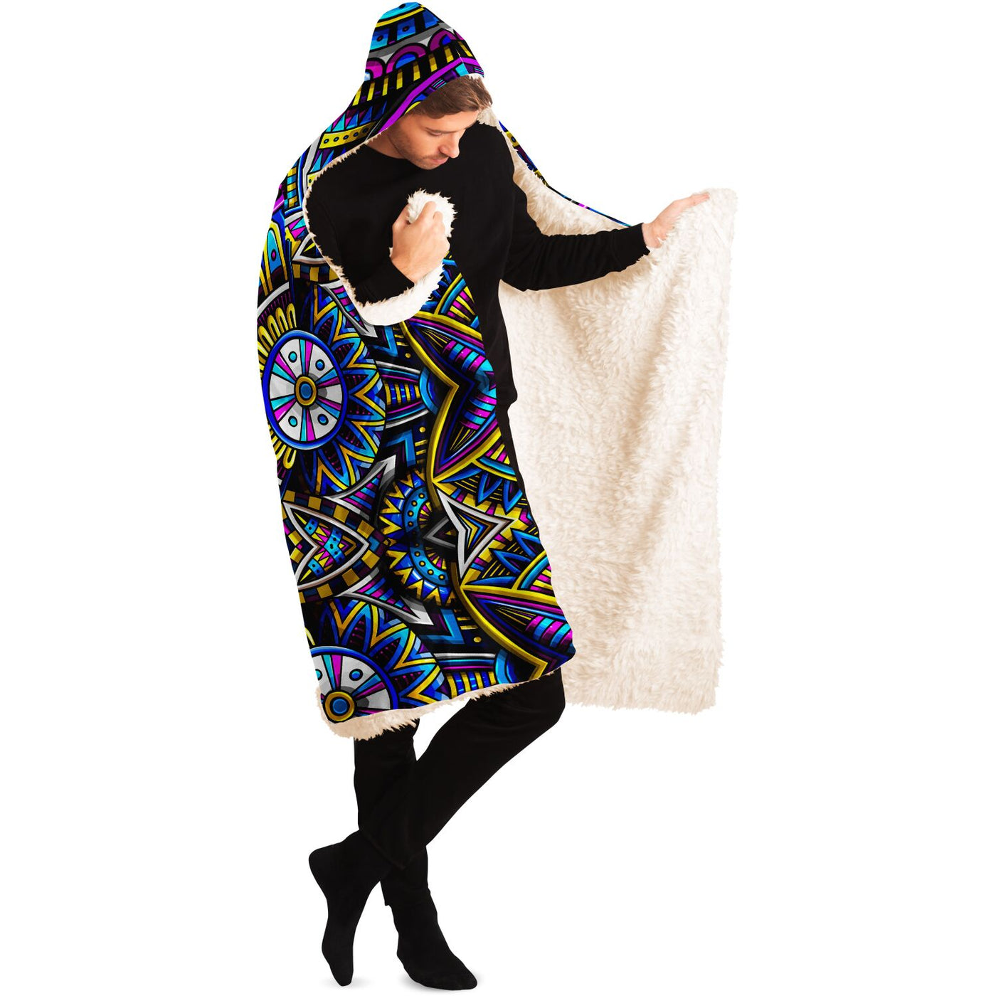 Black Festival Clothes Tribal Lines 1 | Hooded Blanket