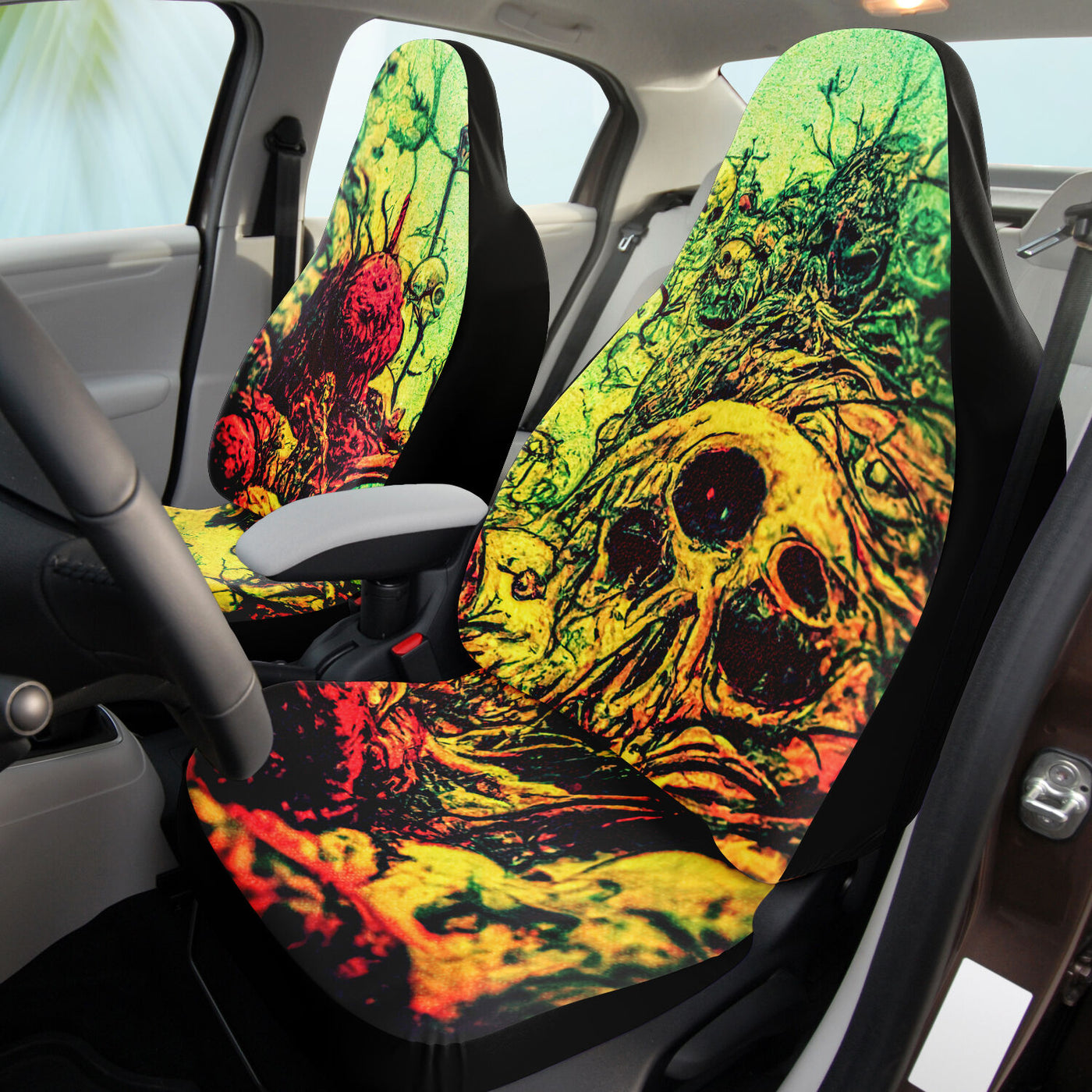 Tan Fantasy Grunge Skulls 1 | Car Seat Covers