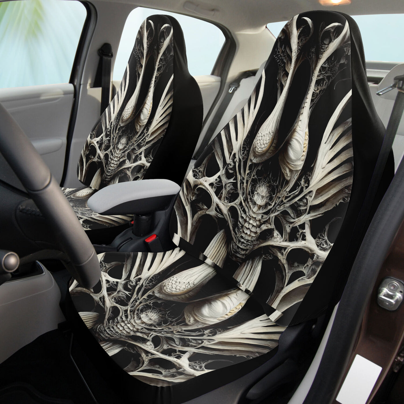 Light Gray Thone Of Bones 4 Gothic | Car Seat Covers
