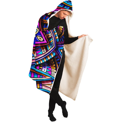 Thistle Festival Clothes Tribal Lines 13 | Hooded Blanket