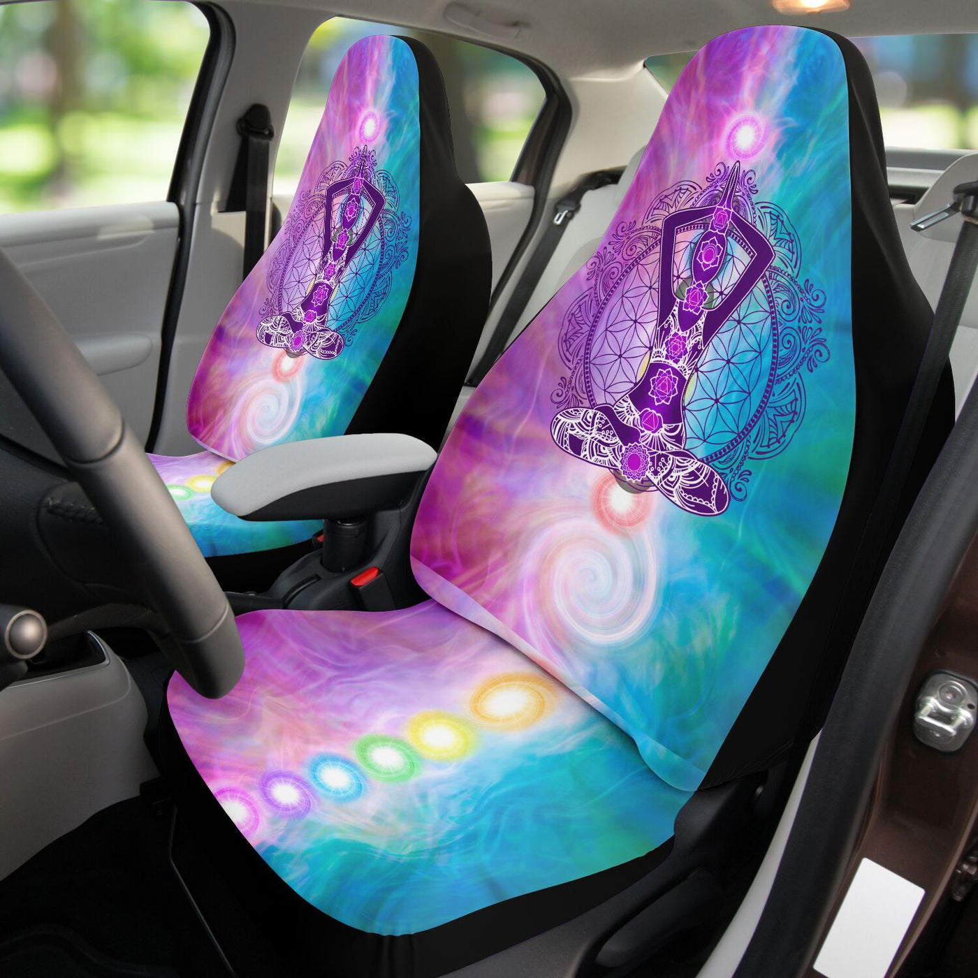 Gray Tie Dye Chakras Hippie | Car Seat Covers