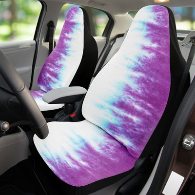 Dark Slate Gray Tie Dye Purple & White | Car Seat Covers