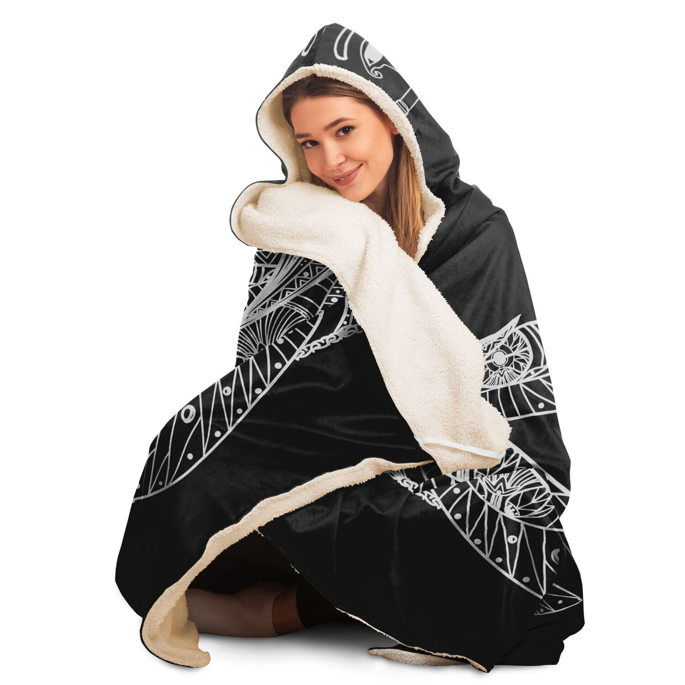 Dark Slate Gray egyptian 2 Hooded Blanket-Frontside-Design_Template copy