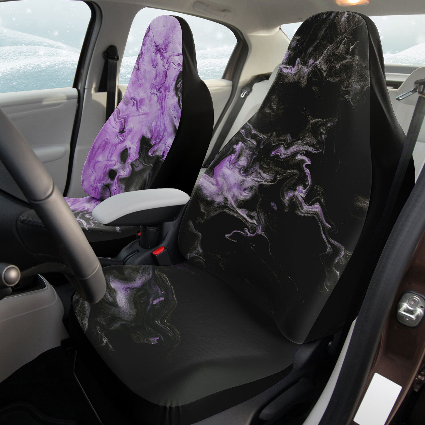 Gray Flowing Metallic Purple | Car Seat Covers