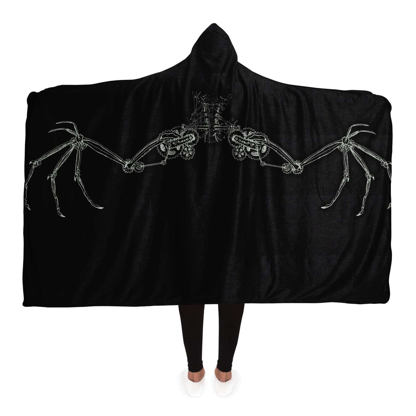Black Steampunk Skull Decor | Hooded Blanket