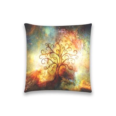 Dark Khaki Tree Of Life Space | Pillow Case