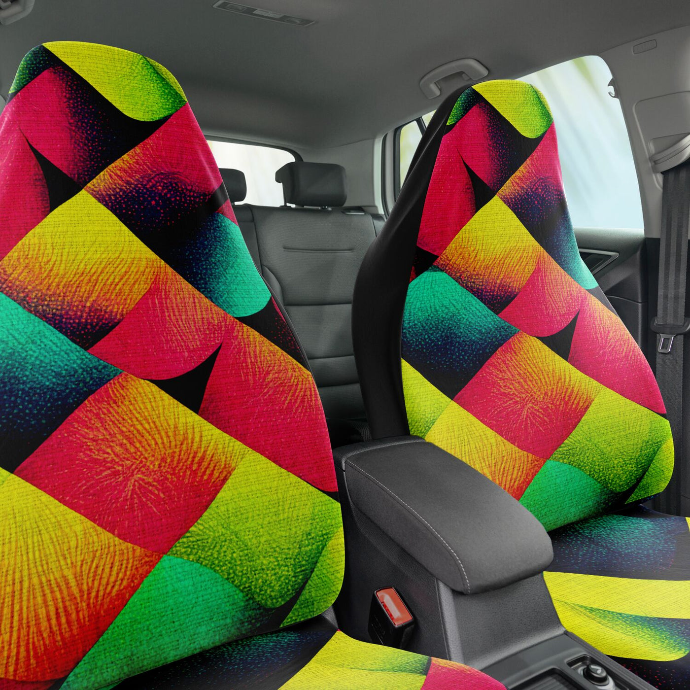 Dark Slate Gray Woven Tie Dye Pop Art 4 | Car Seat Covers