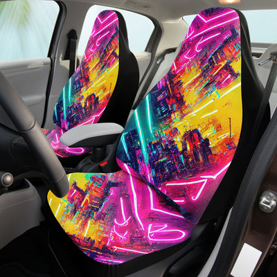 Rosy Brown Futuristic Neon 3 | Car Seat Covers
