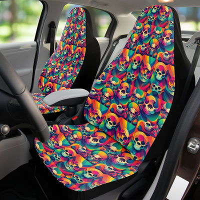 Dark Salmon Tie Dye Skulls 15 Skull Decor | Car Seat Covers
